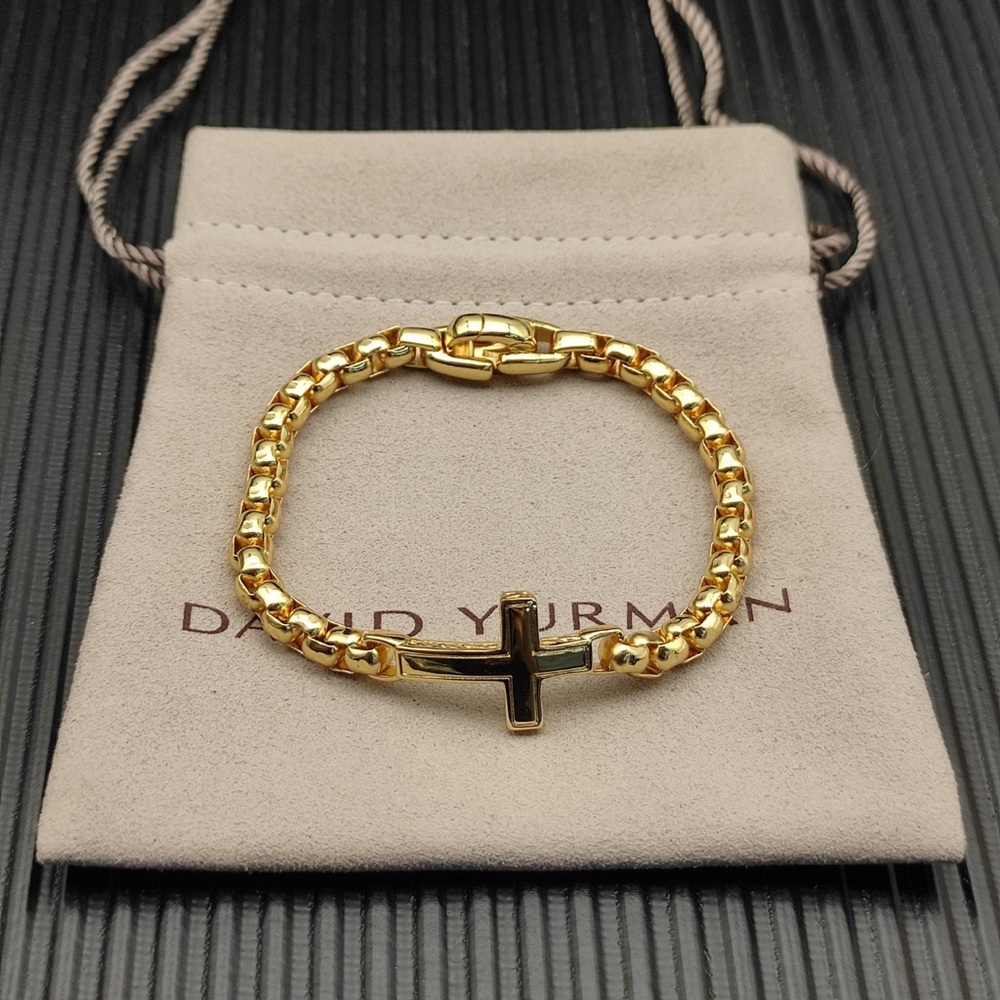 David Yurman Gold-Tone Men's Cross Curb-Link Bracelet